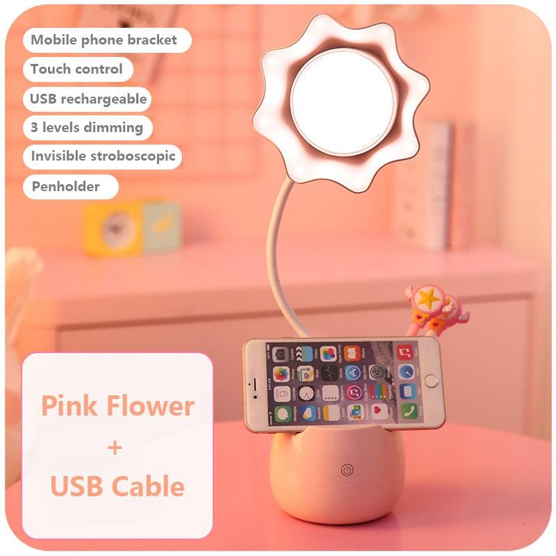 Lovely 3-Level Dimmable LED Student Reading Lamp with Pen Case