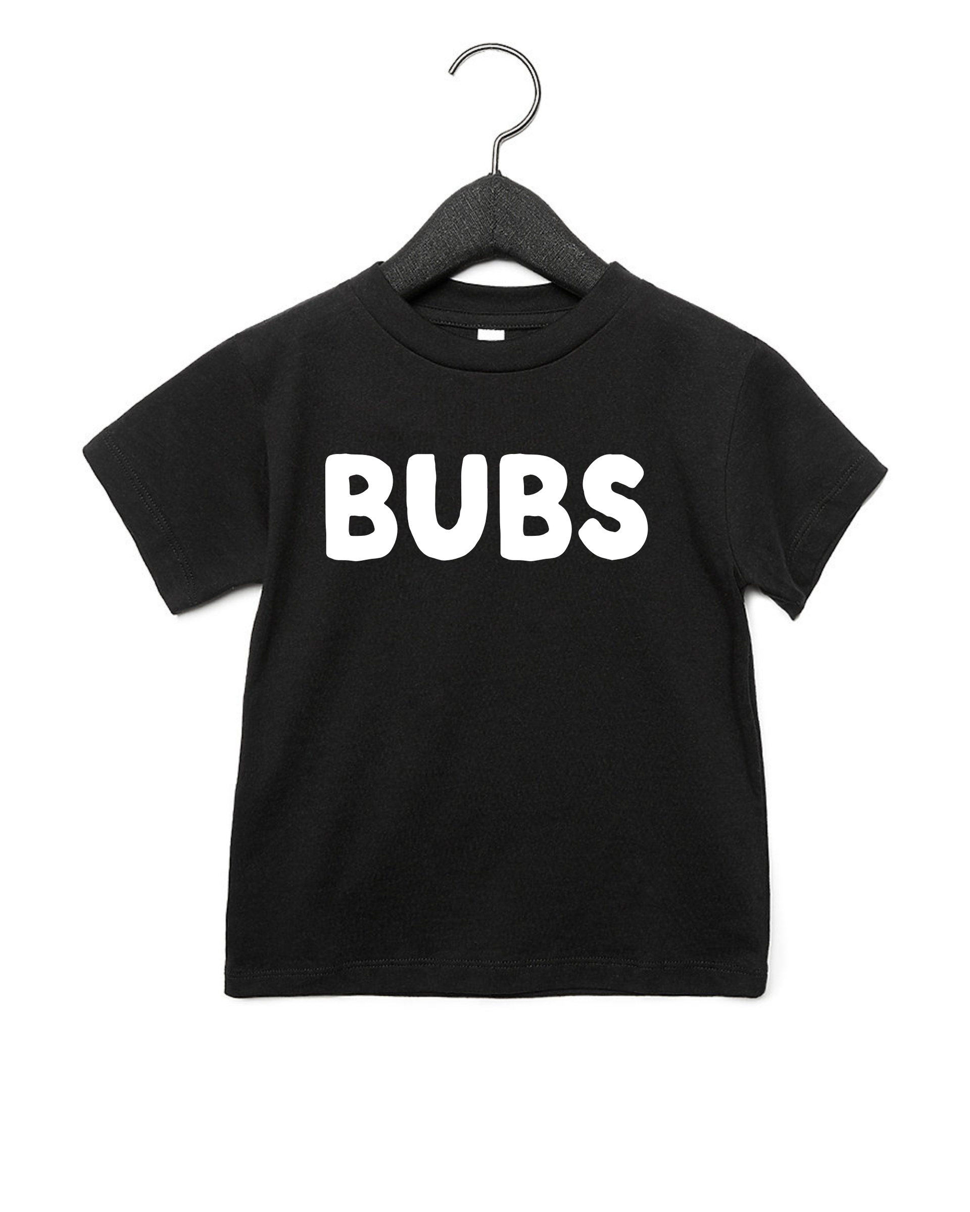 BUBS minimalist cotton tee in neutral colors including black, white, cream, and grey