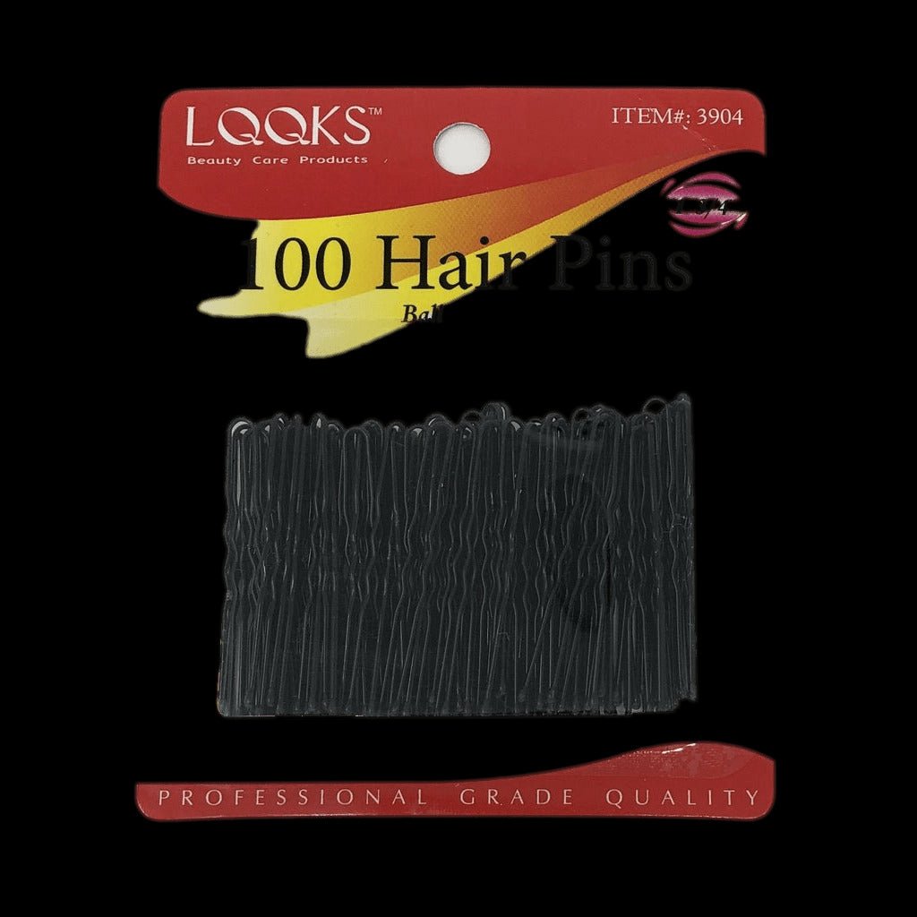 A pack of 100 black ball-tipped hair pins for secure hairstyling