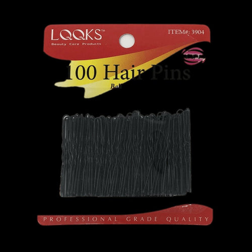 A pack of 100 black ball-tipped hair pins for secure hairstyling