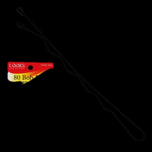 A pack of 80 sleek, black 2-inch bobby pins for hair styling