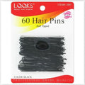 Set of 60 black, ball-tipped 2 1/2-inch hair pins for minimalist hairstyling