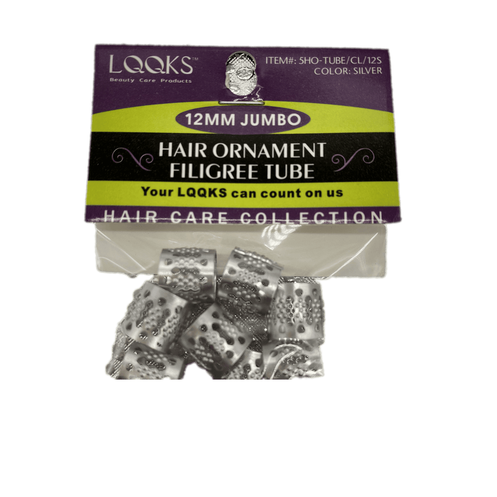 Jumbo Filigree Braiding Hair Tubes with Rhinestones, 12mm