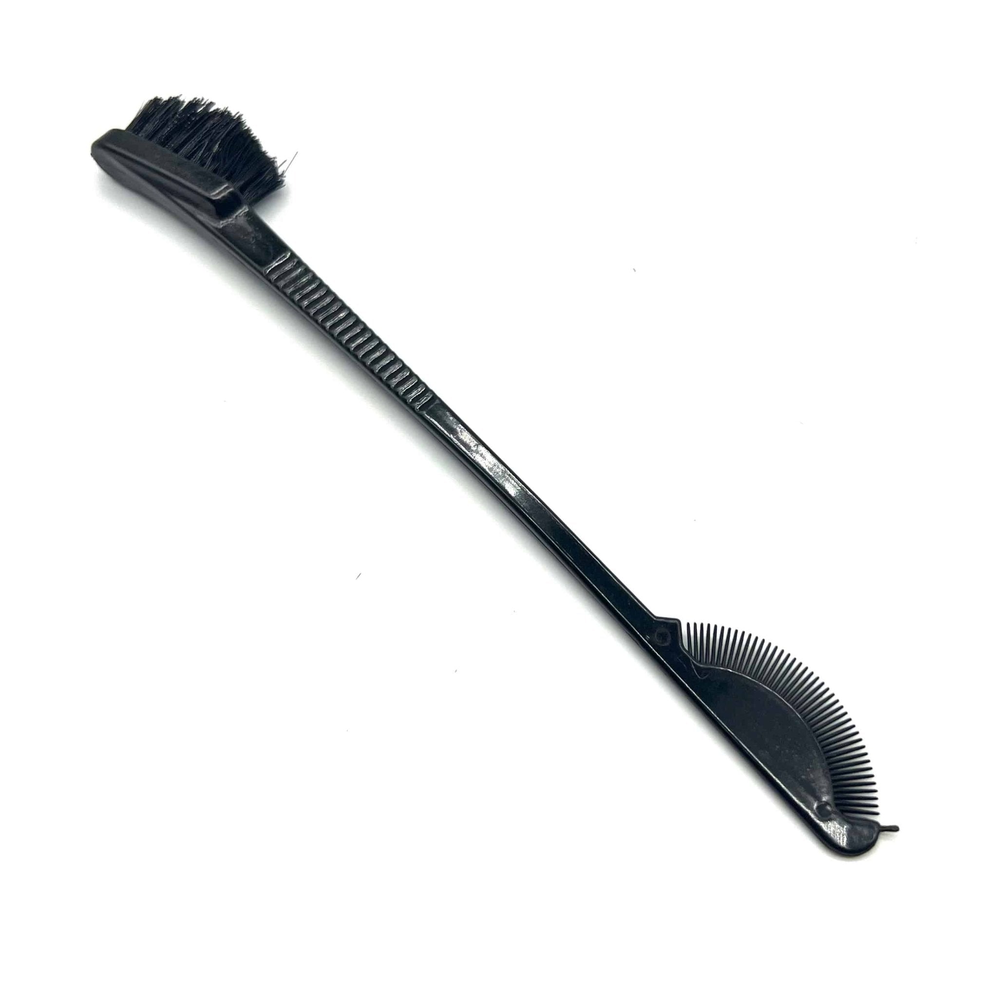 LQQKS edge control brush with boar bristles, available in vibrant pink, purple, and animal print designs.