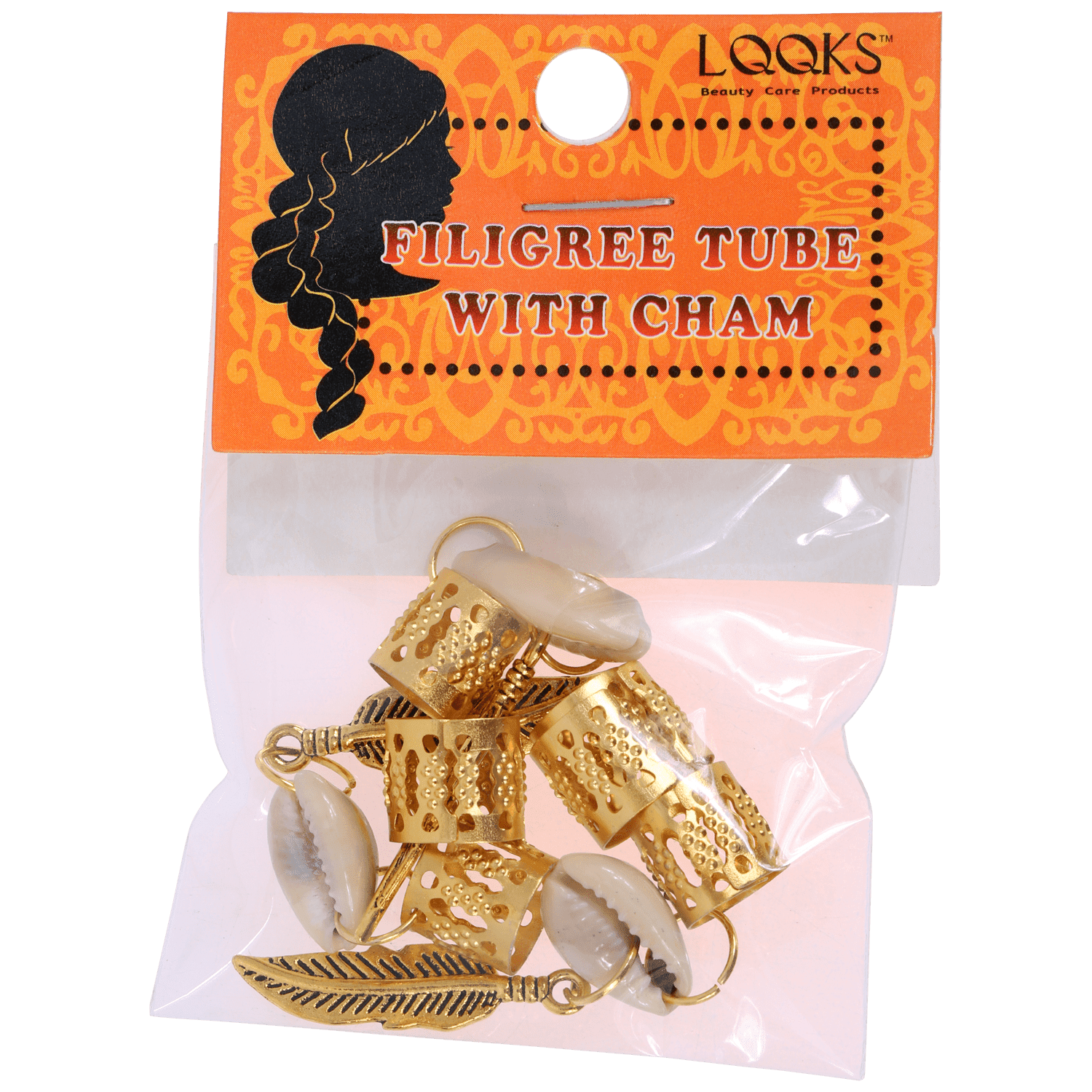 Gold and multi-color 10mm filigree tube hair braid ornaments for bohemian festival hairstyles
