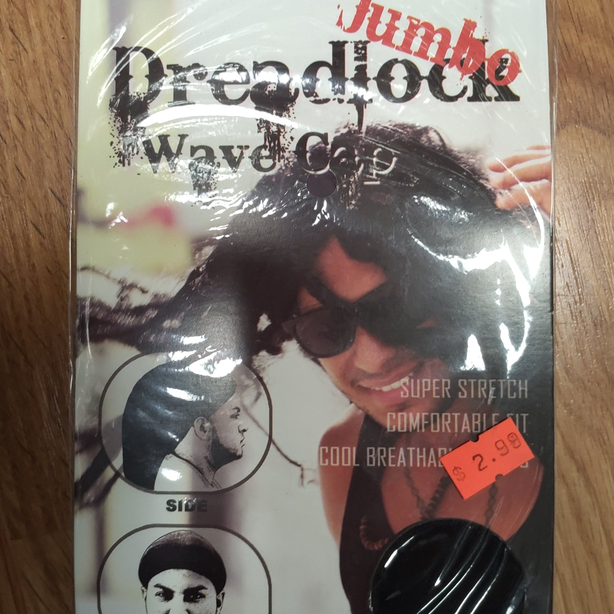 LQQKS Jumbo Dreadlock Wave Cap in black designed for locs and volume