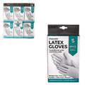 Pack of 8 LQQKS disposable latex gloves in white, teal, and purple