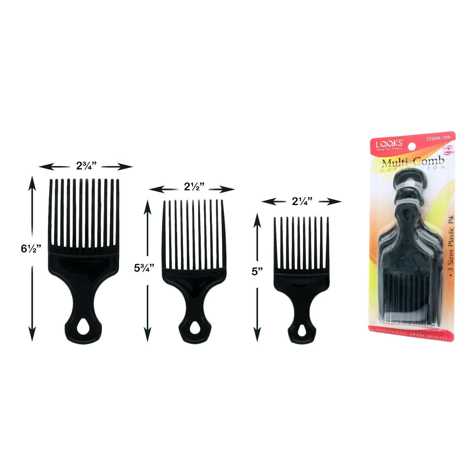 3-Piece Professional Hair Pik Set - Versatile Utilitarian Combs
