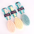 LQQKS Scalp Massager Shampoo Brush with handle available in pink, cream, and light-blue