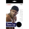LQQKS Spandex Dome Cap in black, featuring a sleek, breathable fabric design.