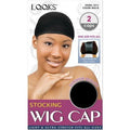 Set of two black stocking wig caps for a smooth, secure wig base