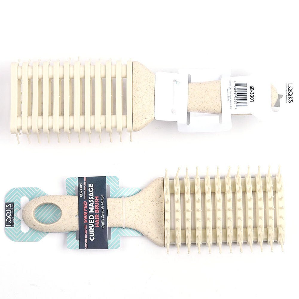 LQQKS Vented Curved Massage Hair Brush with ergonomic handle for scalp stimulation and fast drying.