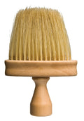 Minimalist wide neck duster with a natural light wood handle and cream pig hair bristles