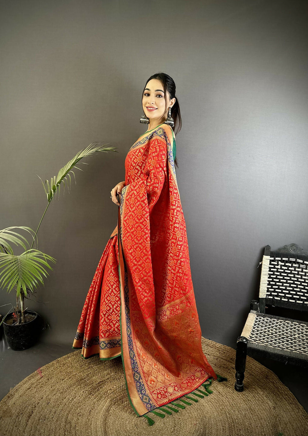 Joban Fashion Red Patola Soft Silk Patola Saree