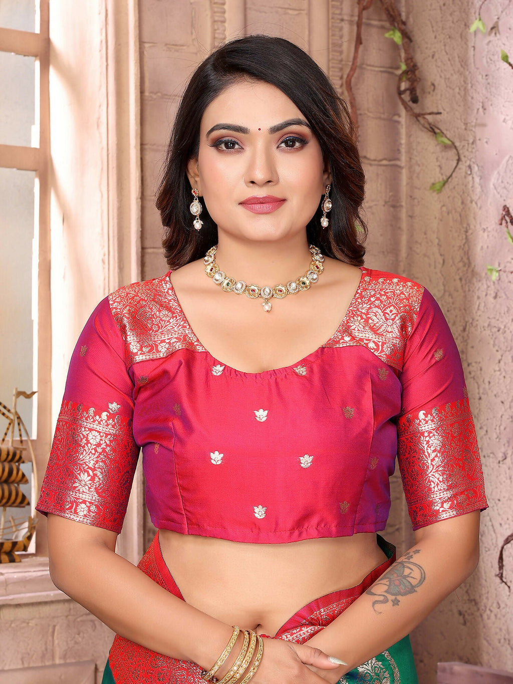 Green Banarasi Soft Silk Woven Saree for Festive Glamour