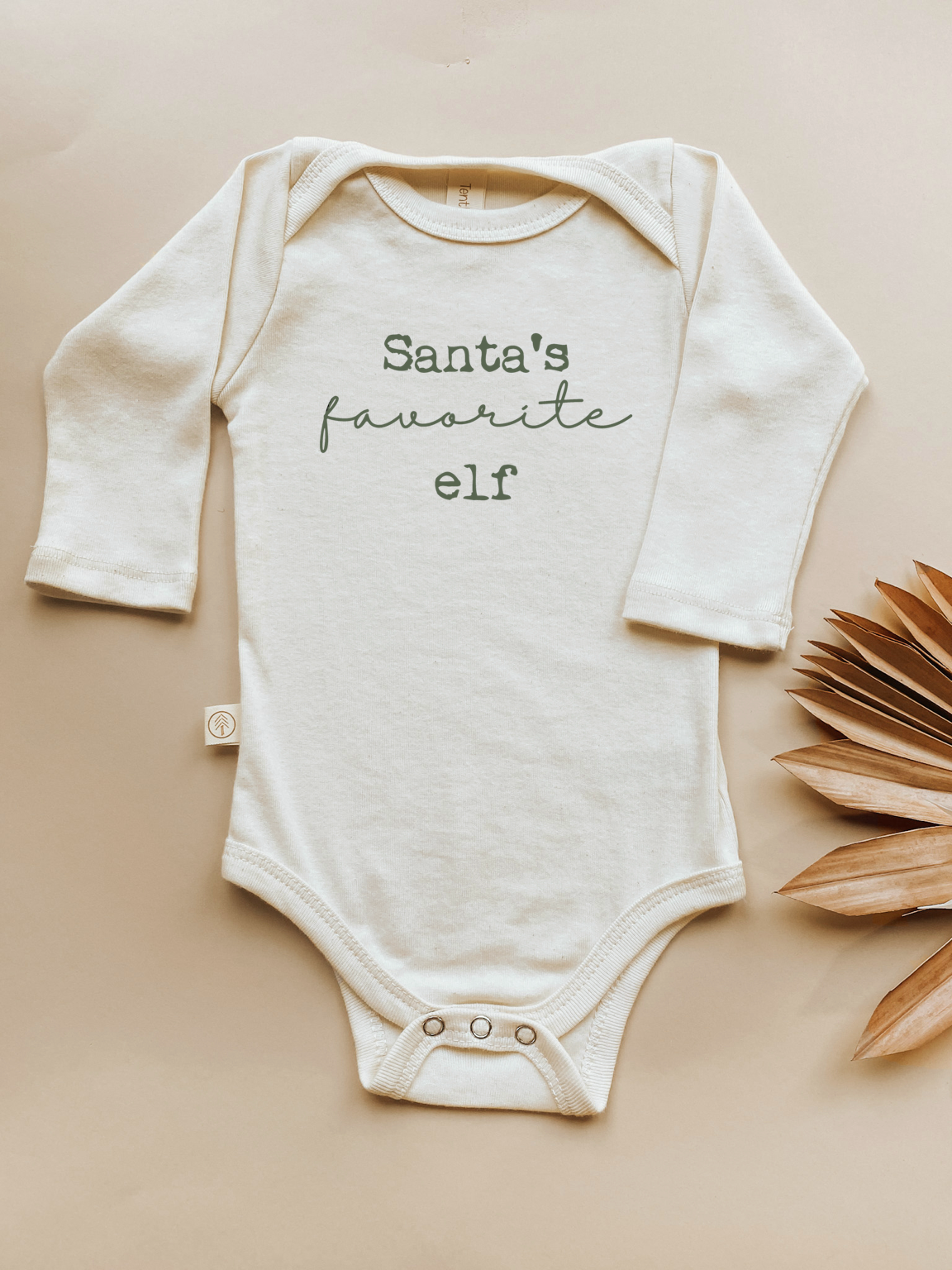 Santa's Favorite Elf Organic Baby Bodysuit Long Sleeve