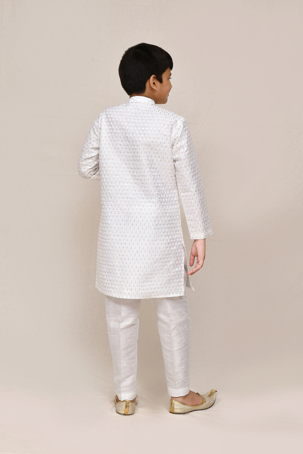 White Art Silk Kurta Set with Thread and Sequence Work