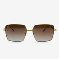Lucie oversized square sunglasses with metal frame and wood dowel accents