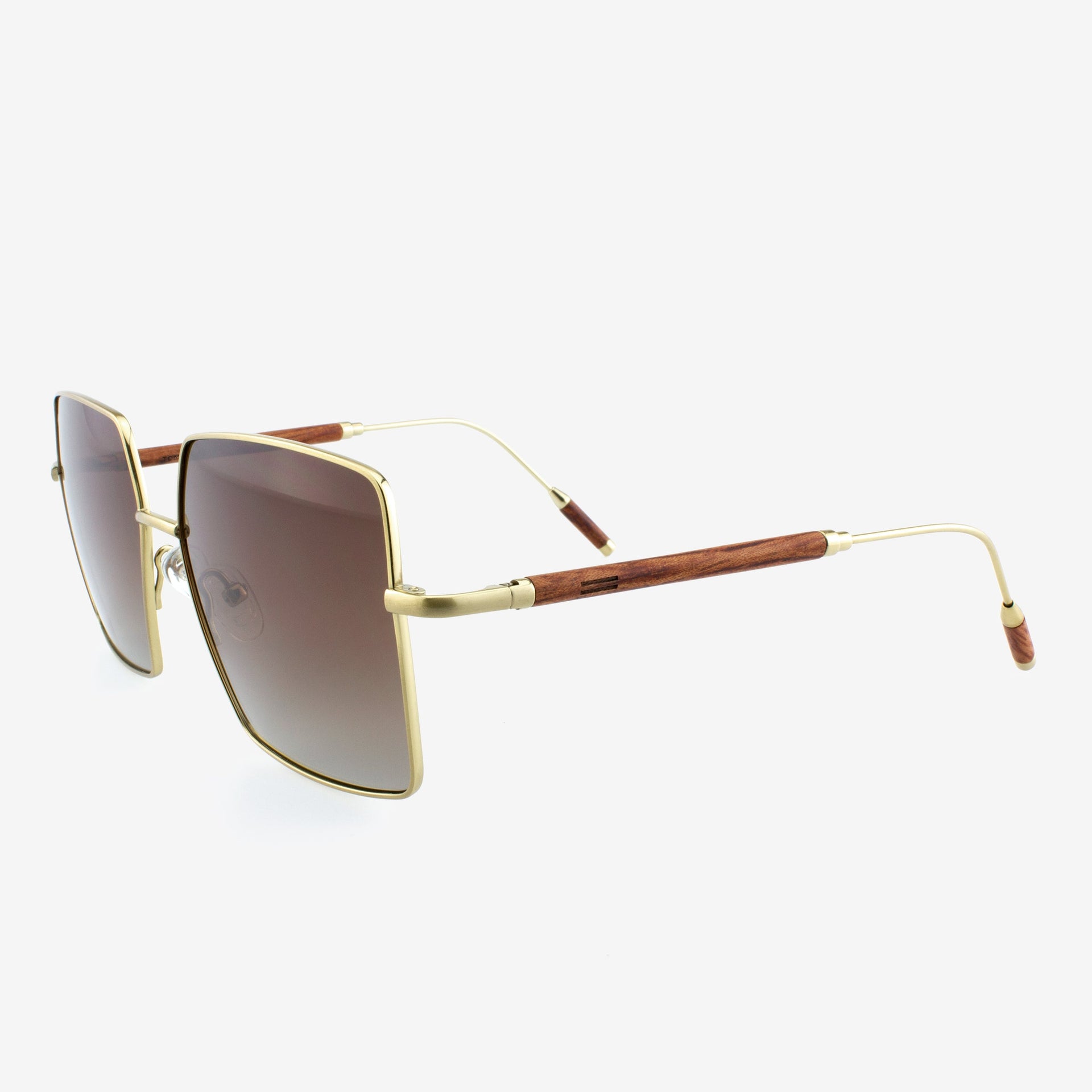 Lucie Oversized Square Sunglasses with Metal and Wood Accents