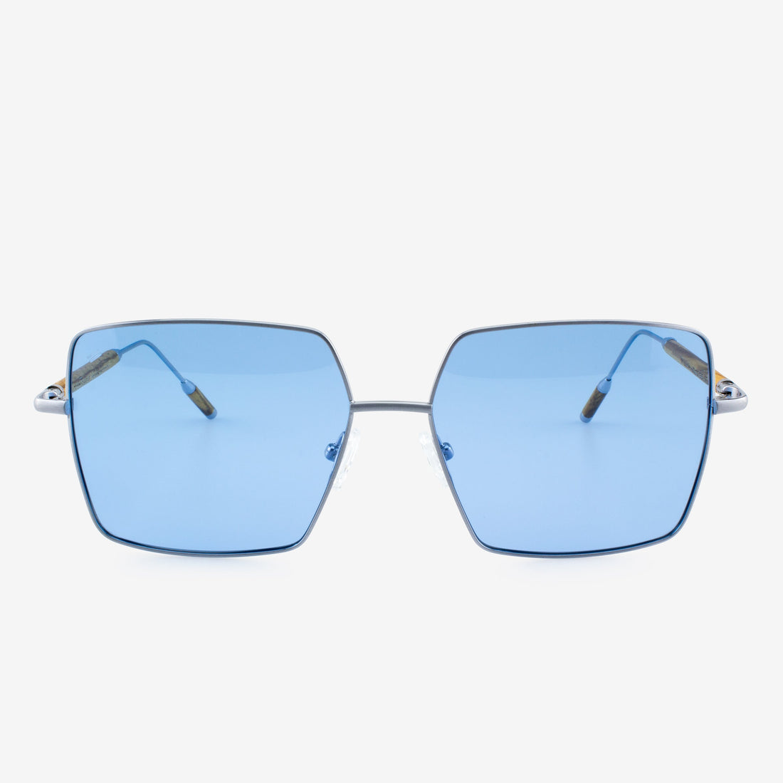 Lucie Oversized Square Sunglasses with Metal and Wood Accents