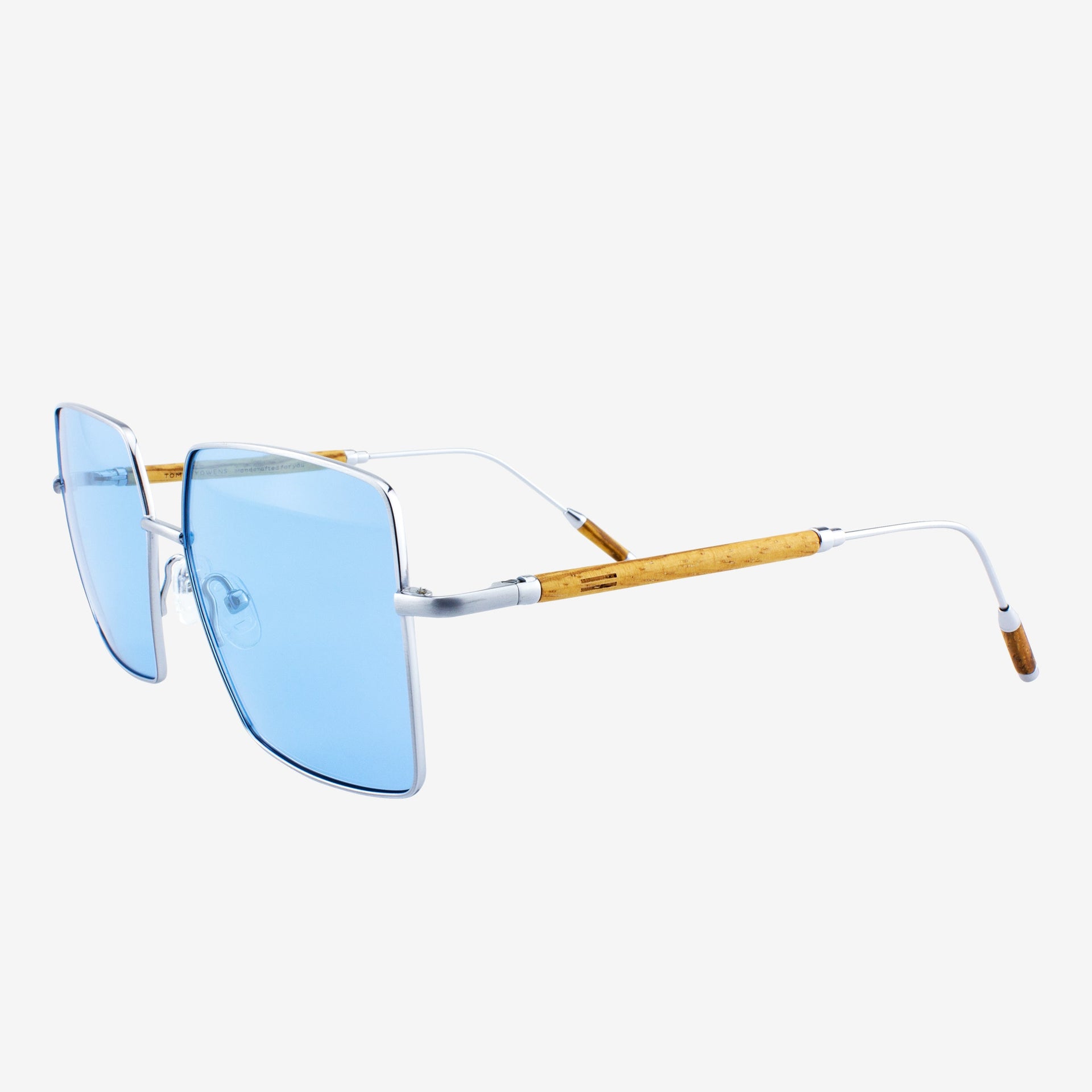 Lucie Oversized Square Sunglasses with Metal and Wood Accents