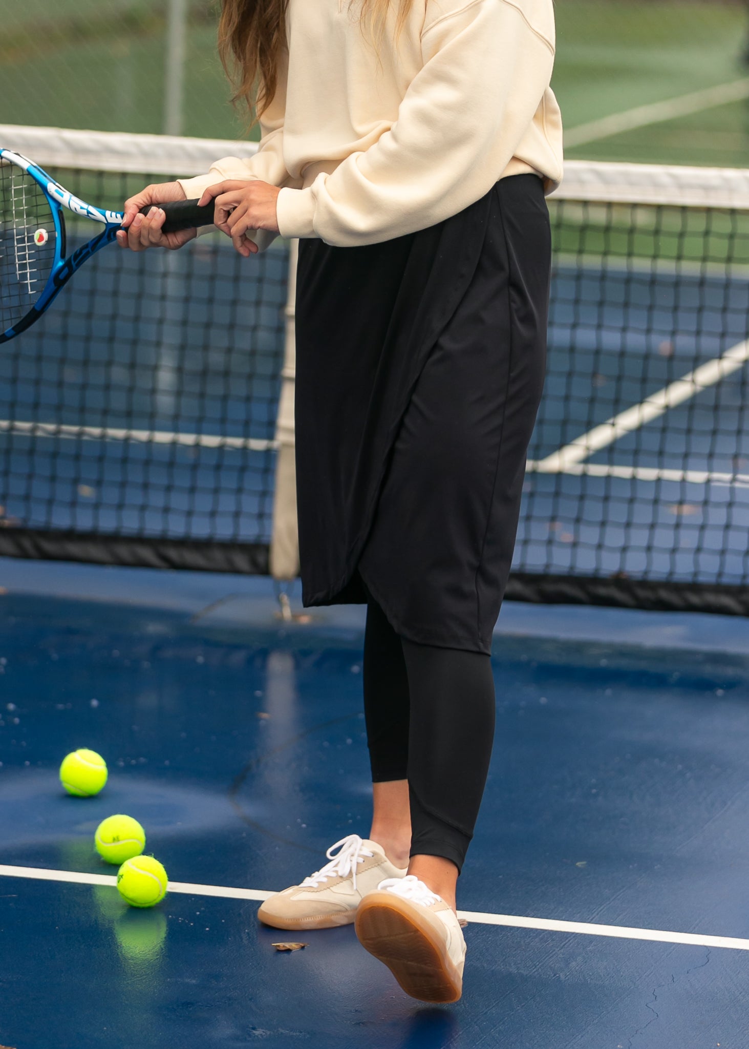 Lucille Tulip Hem Leggings Skirt | Black Performance Knit