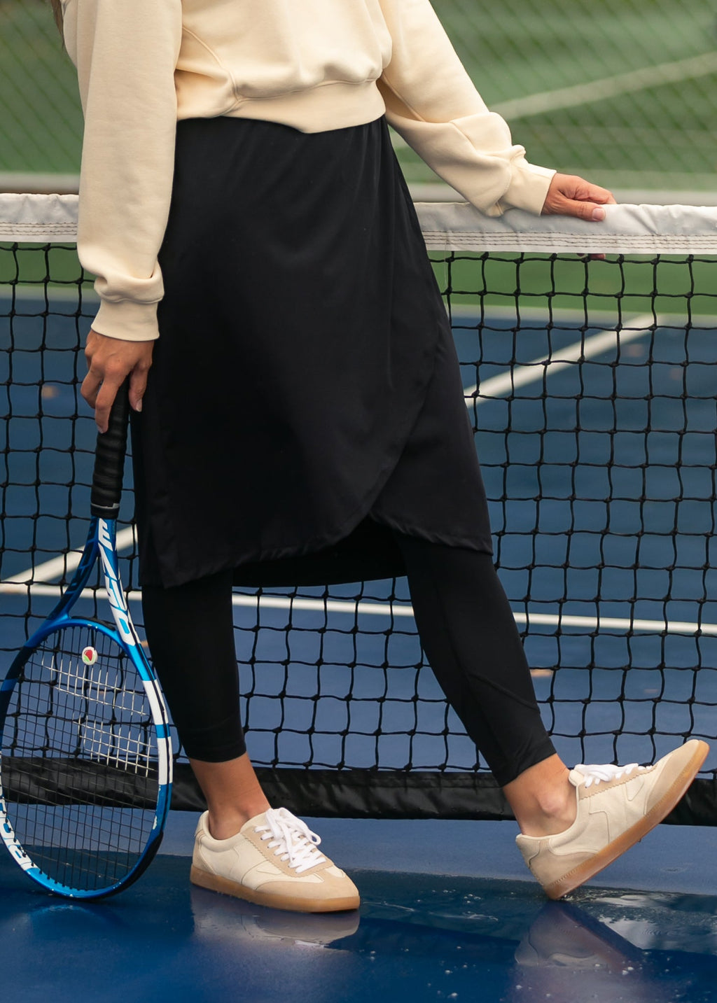 Lucille Tulip Hem Leggings Skirt | Black Performance Knit