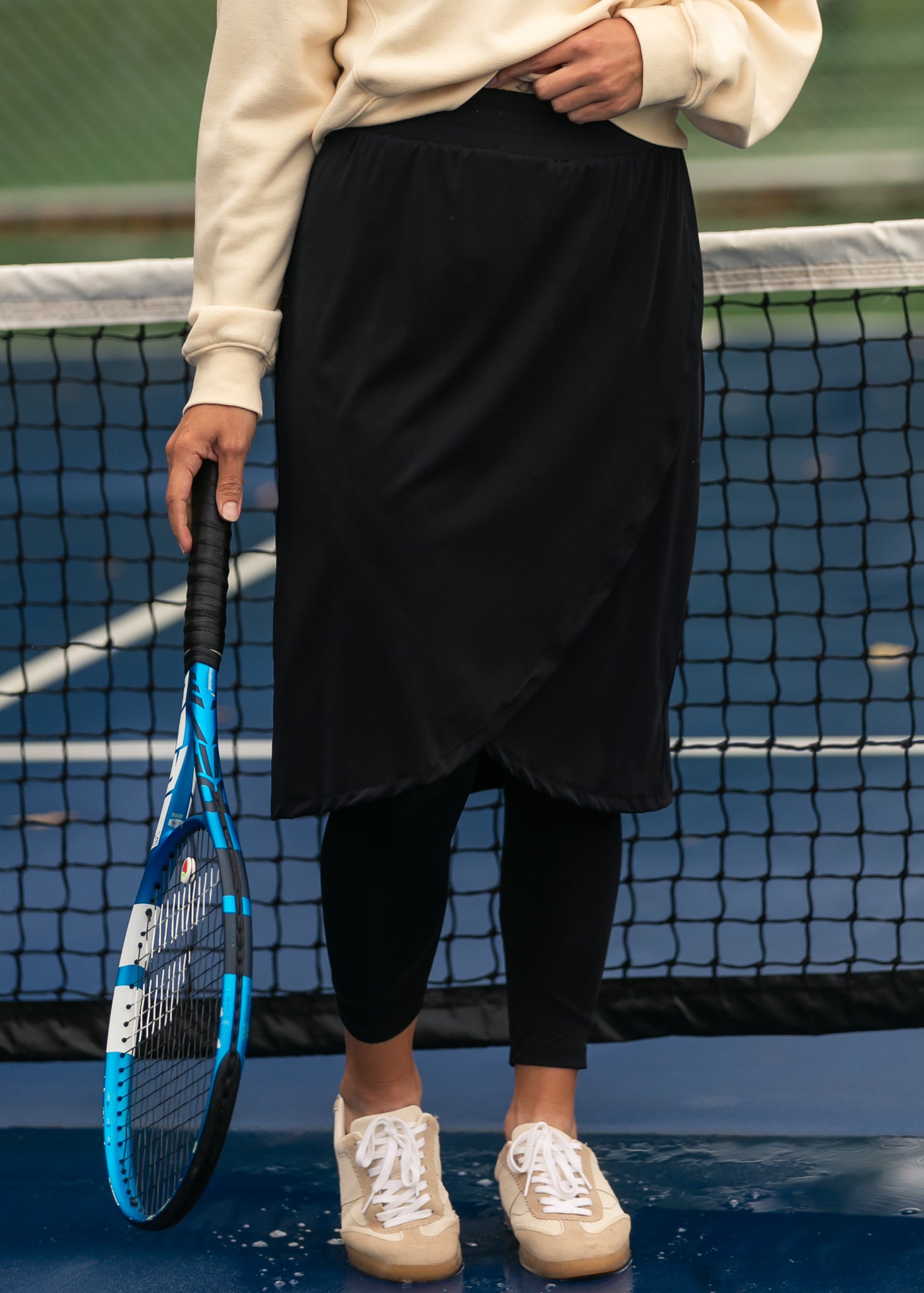 Lucille Tulip Hem Leggings Skirt | Black Performance Knit