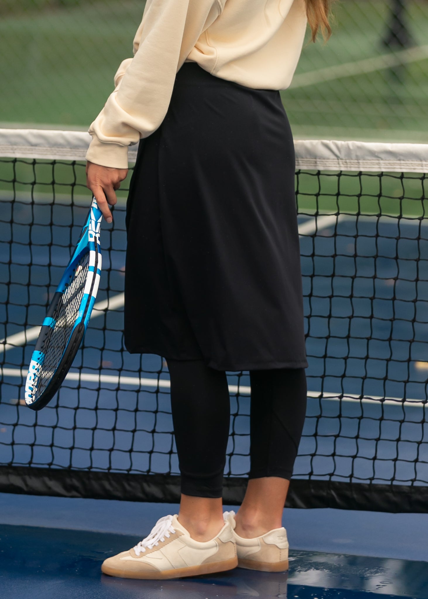 Lucille Tulip Hem Leggings Skirt | Black Performance Knit