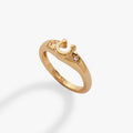 Elegant gold-plated signet ring shaped like a horseshoe with sparkling star-set crystals.