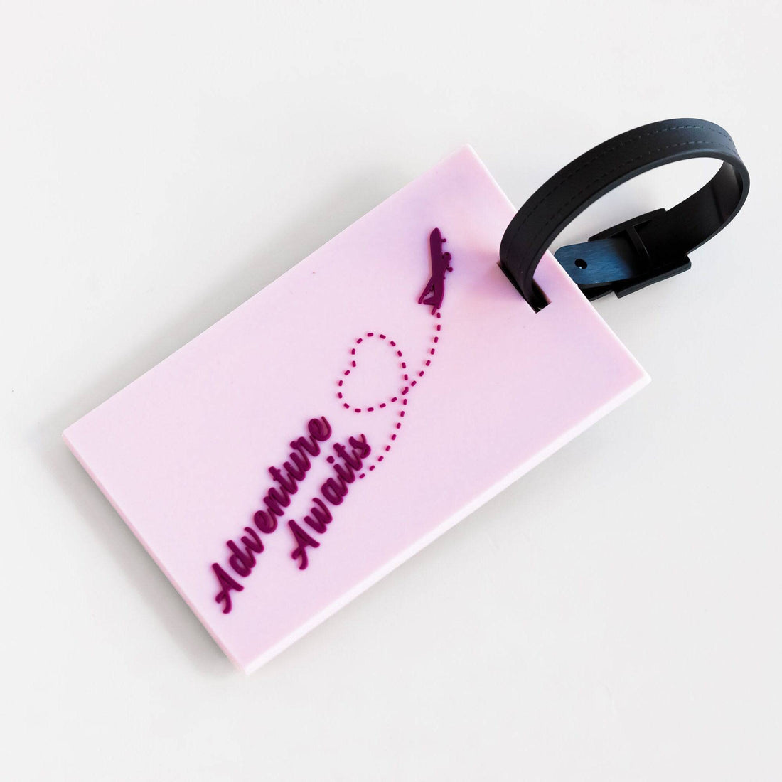 Adventure Awaits Luggage Tag | Blush Colored Bag Tag