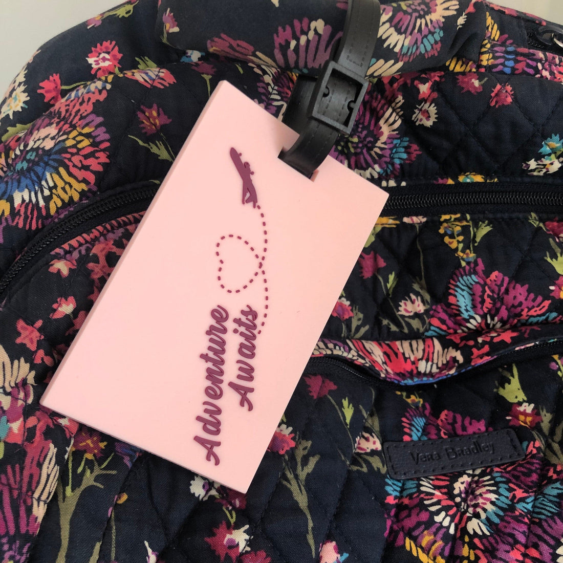 Adventure Awaits Luggage Tag | Blush Colored Bag Tag