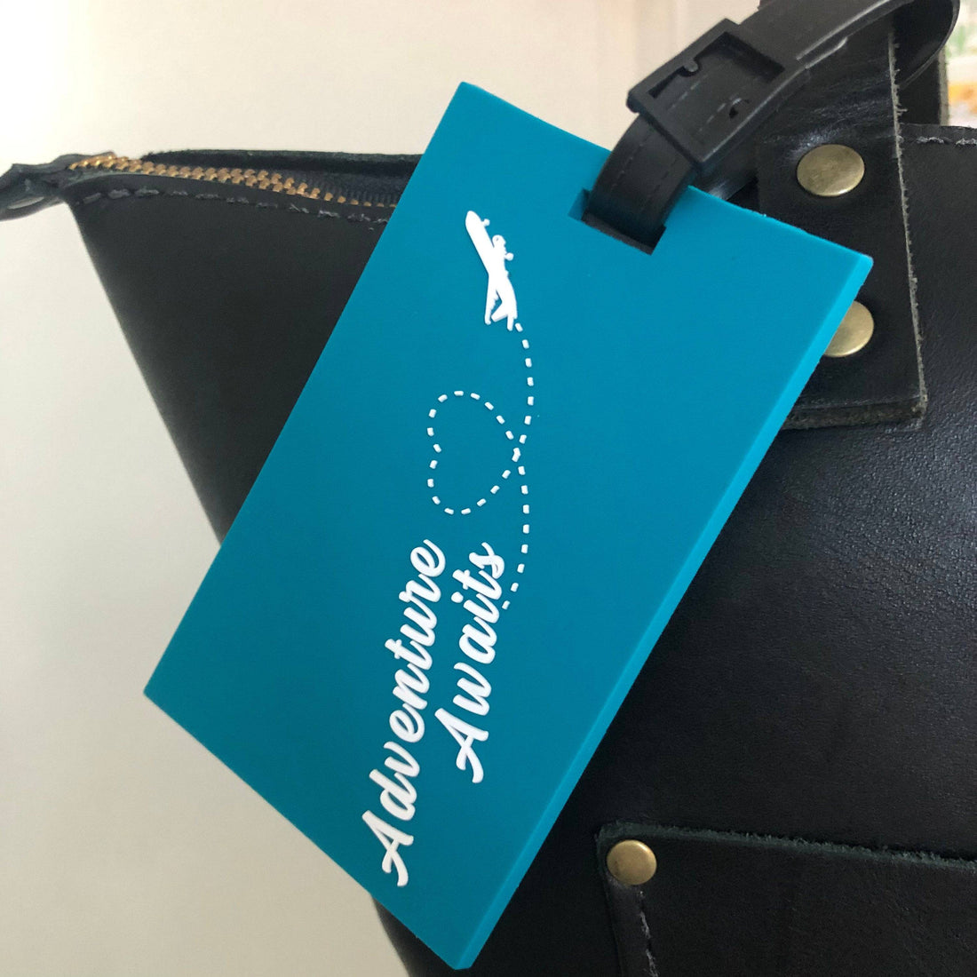 Adventure Awaits Luggage Tag | Teal Colored Bag Tag