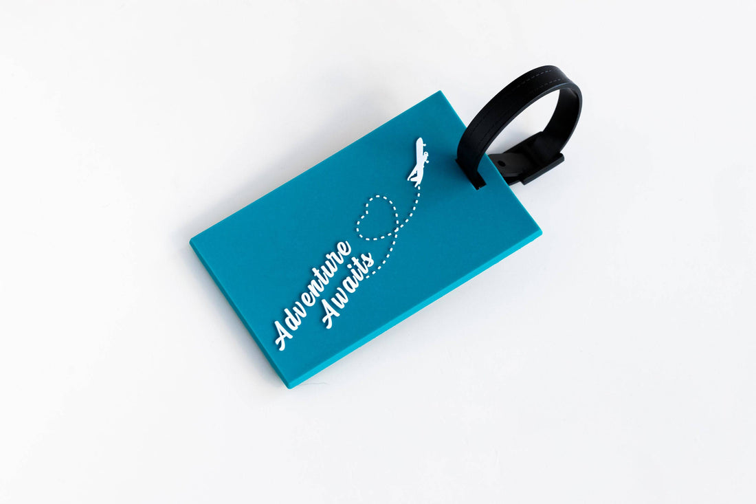 Adventure Awaits Luggage Tag | Teal Colored Bag Tag