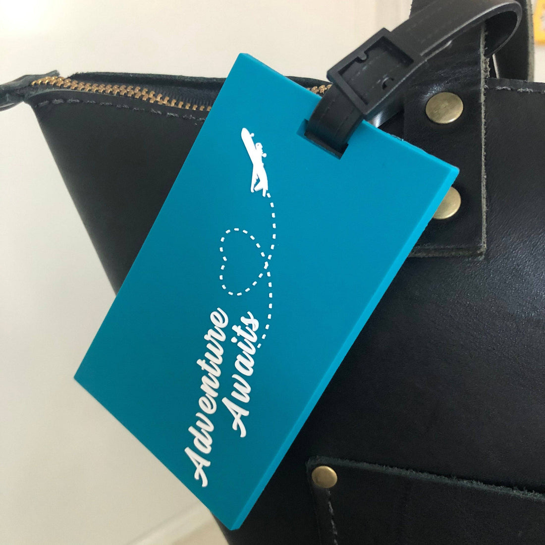 Adventure Awaits Luggage Tag | Teal Colored Bag Tag