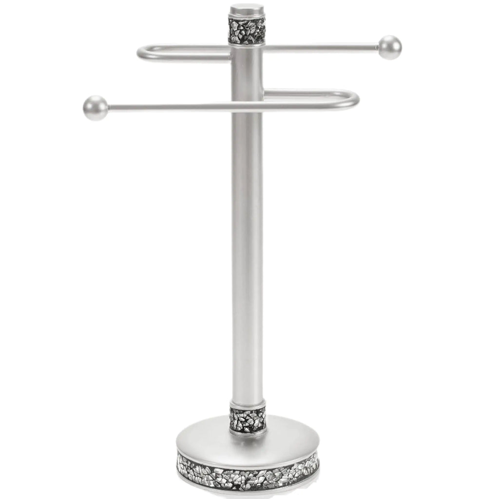 Crackled Glass Countertop Towel Stand Decorative Silver Fingertip Towel Holder Durable Resin Free Standing Towel Rack for Elegant Counter Top Bathroom/Shower/Kitchen Decor