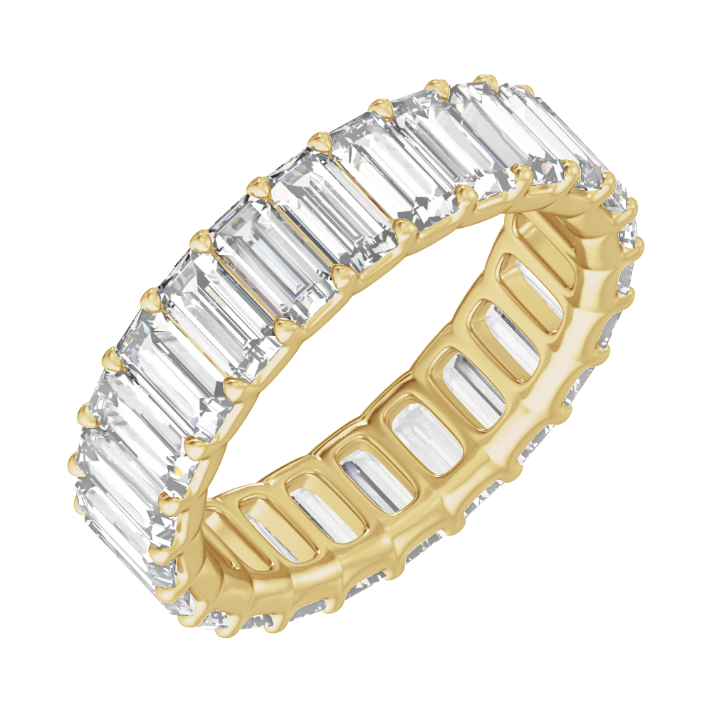 Lumière Infinie 14K Yellow Gold 4 3/4 CTW Lab Grown Baguette Diamond Low-Profile Eternity Band