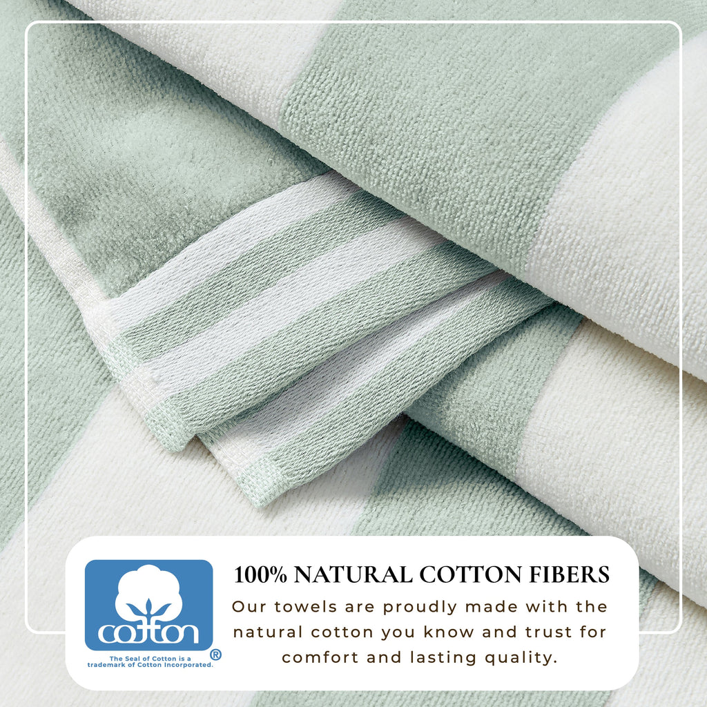 Striped Cabana Beach Towel 100% Cotton Ultra-Soft Pool Towel - Image 39
