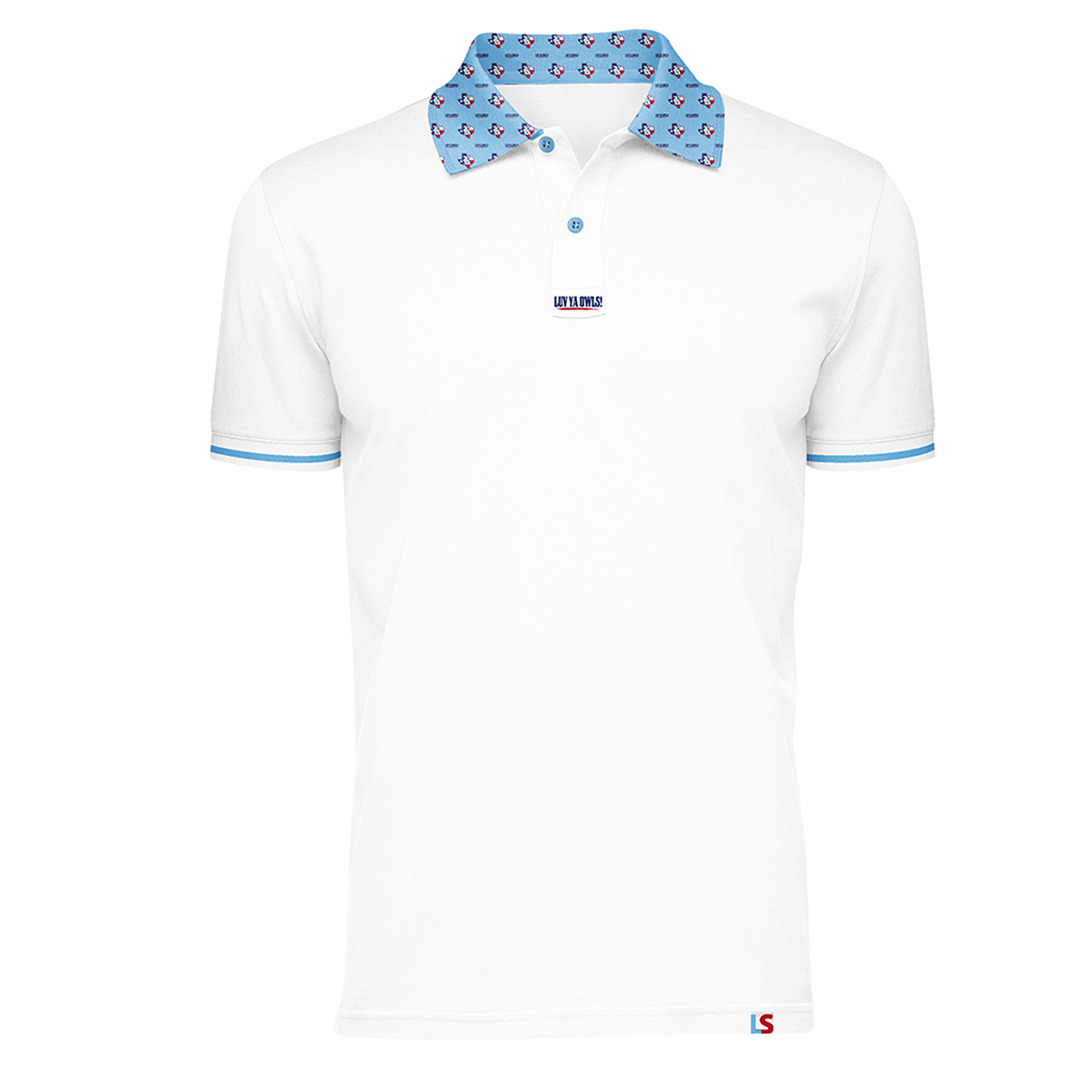 Mens Rice University LUV YA OWLS Prep Polo shirt in a classic collegiate style