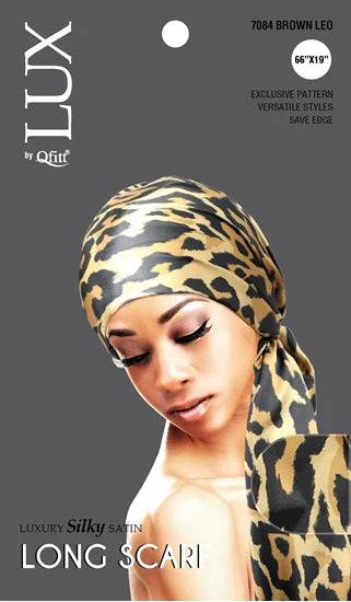 Long Satin Scarf with Animal Print – Versatile Hair Accessory