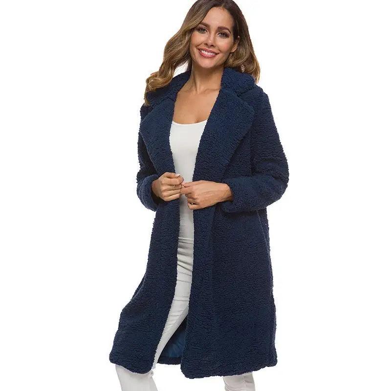 Women's Oversized Fleece Hooded Jacket with Zipper and Pockets