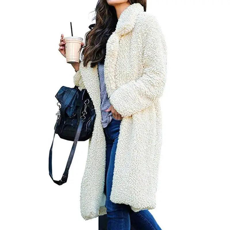 Women's Oversized Fleece Hooded Jacket with Zipper and Pockets