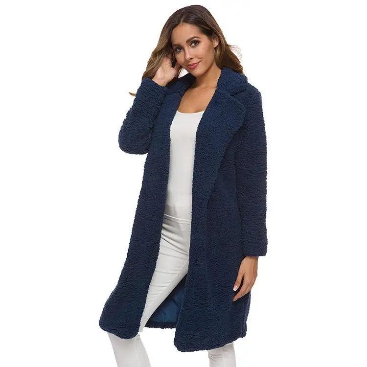 Women's Oversized Fleece Hooded Jacket with Zipper and Pockets