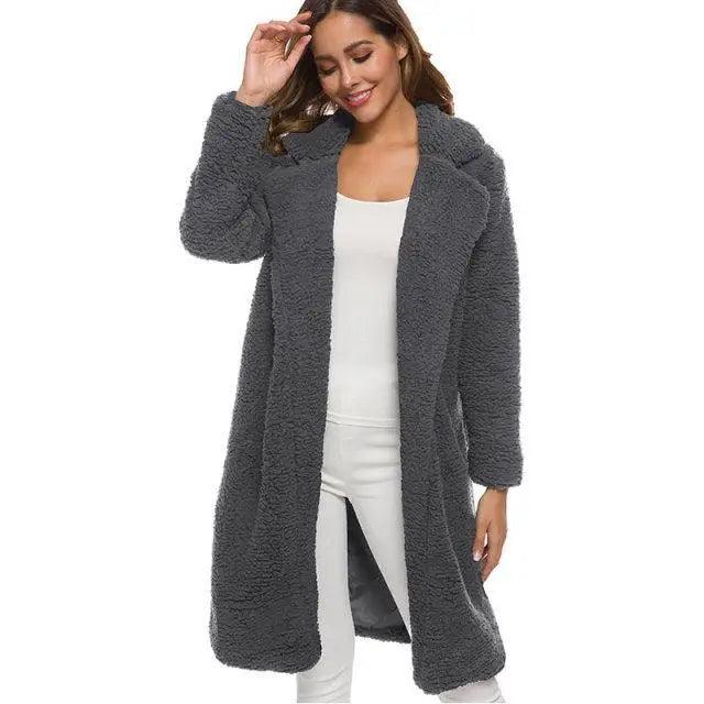 Women's Oversized Fleece Hooded Jacket with Zipper and Pockets