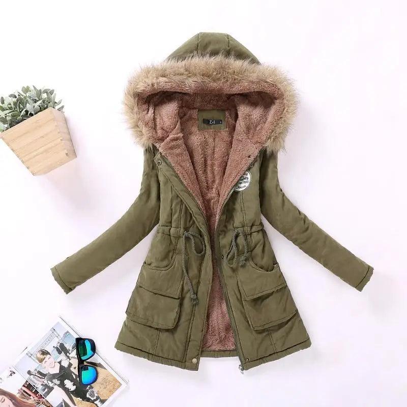 Women's Hooded Padded Cotton Jacket Slim Fit Winter Coat
