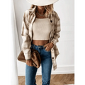 Women's Long Sleeve Plaid Shirt Coat Oversized Boyfriend Jacket