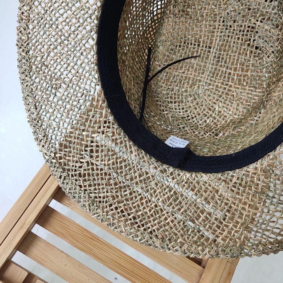 Handmade Straw Beach Hat - Luxury Sun Protection Flat Summer Cap