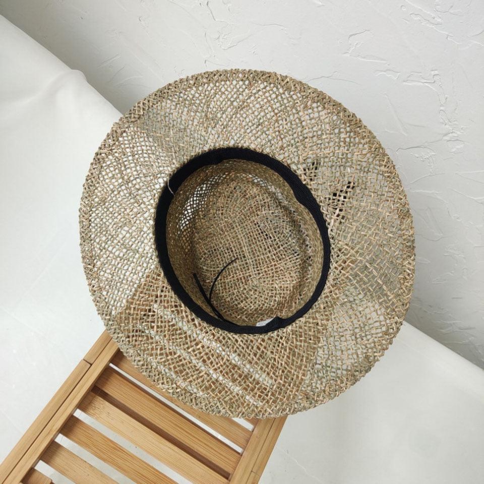 Handmade Straw Beach Hat - Luxury Sun Protection Flat Summer Cap