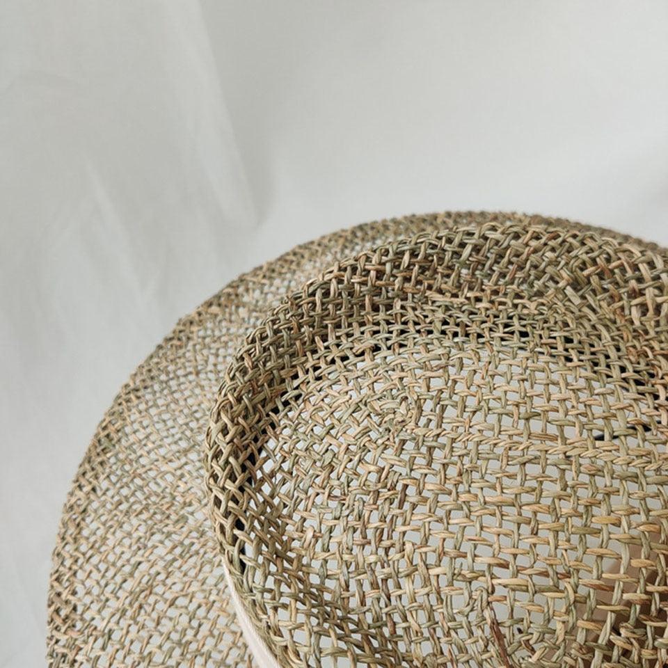 Handmade Straw Beach Hat - Luxury Sun Protection Flat Summer Cap