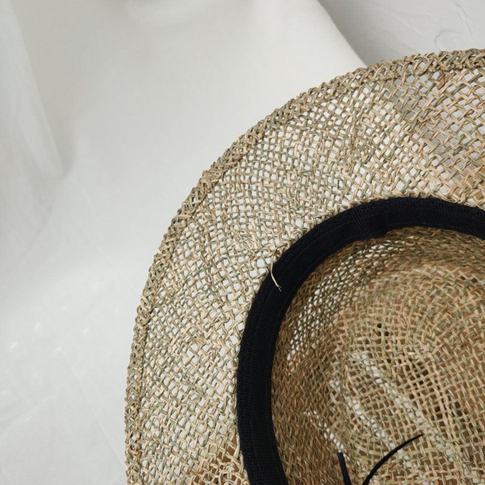 Handmade Straw Beach Hat - Luxury Sun Protection Flat Summer Cap